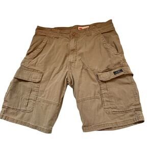 Wrangler Mens Cargo Short Brown Lipstick Straight Pockets Relaxed Fit Sz 33 EUC